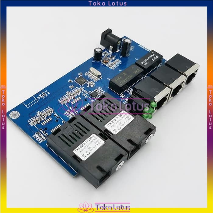 [Bisa Bayar Ditempat] 10 / 100Mbps 2 SC 3 RJ45 PCB Board Single Mode Fast Ethernet Fiber Optical