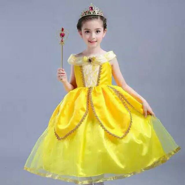 Dress princess Belle sz 2 8th baju pesta anak perempuan Dress princess Belle sz 2 8th baju pesta anak perempuan