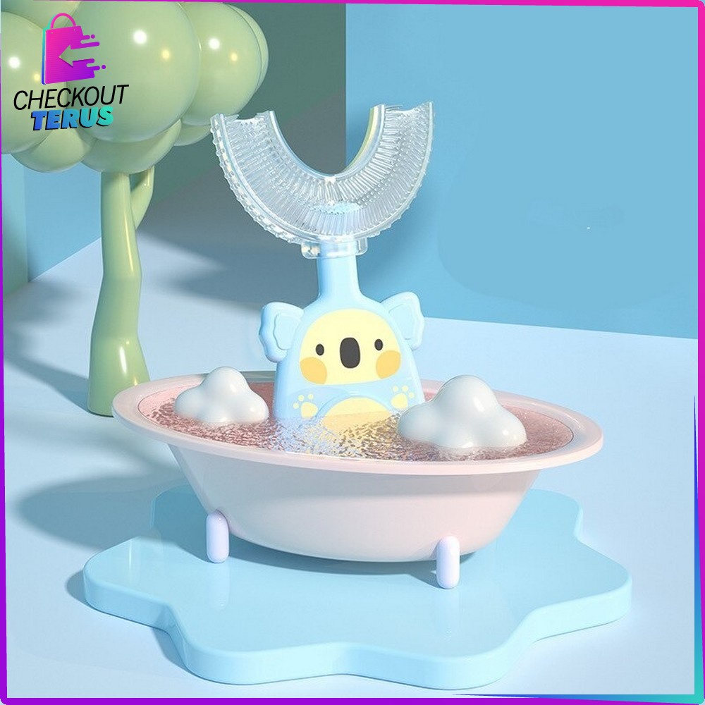 CT C349 Sikat Gigi U Anak Karakter dengan KOTAK Sikat Gigi Bayi  Silikon Bentuk U Sikat Gigi Perawatan Mulut Anak U Shaped Toothbrush Children
