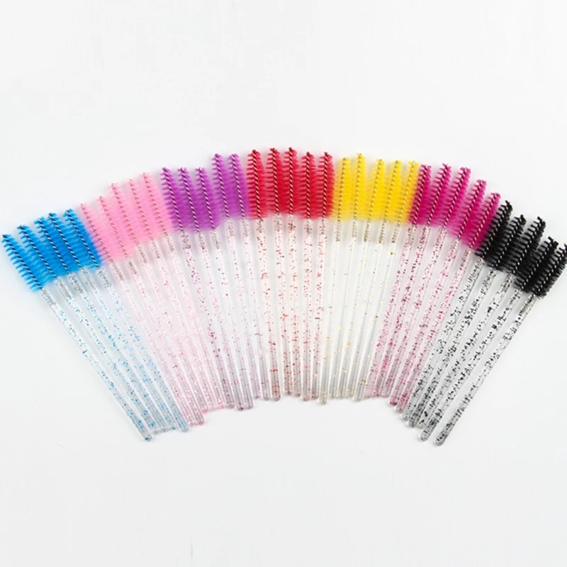 50 PCS Disposable Mascara Brushes Of Good Quality / Suitable For Eyelash Grafting, Eyebrows And Makeup / Crystal Rod Mascara Brush 7 Colors (Colorful)