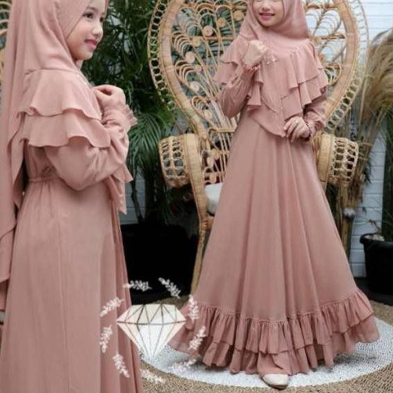 GAMIS ANAK  JASKIA KIDS MOSCREPE Baju  Gamis Anak  Perempuan  