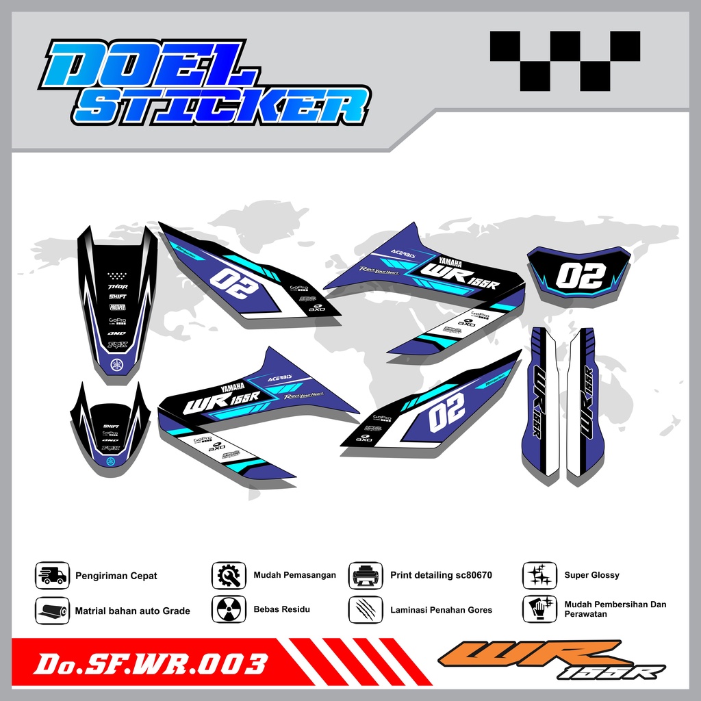 STICKER STRIPING WR 155 - STICKER STRIPING LIST VARIASI HOLOGRAM , CROME WR 155 DOEL 003