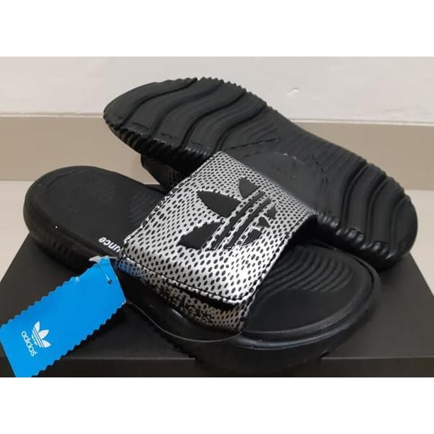SANDAL PRIA / WANITA / SLIDE ADIDAS ALPHABOUNCE SLIDE BLACK UPPER SILVER BLACK KUALITAS PREMIUM