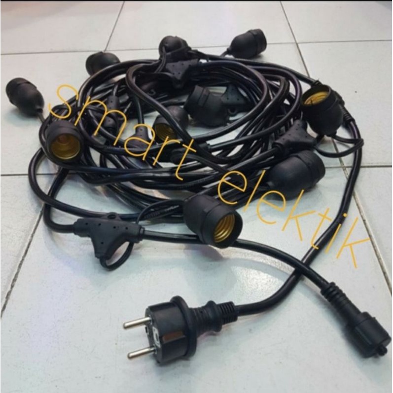 Kabel 10meter + Fiting 10 Fiting 10 Lampu Costum Cocok buat Cafe Outdoor Gantung