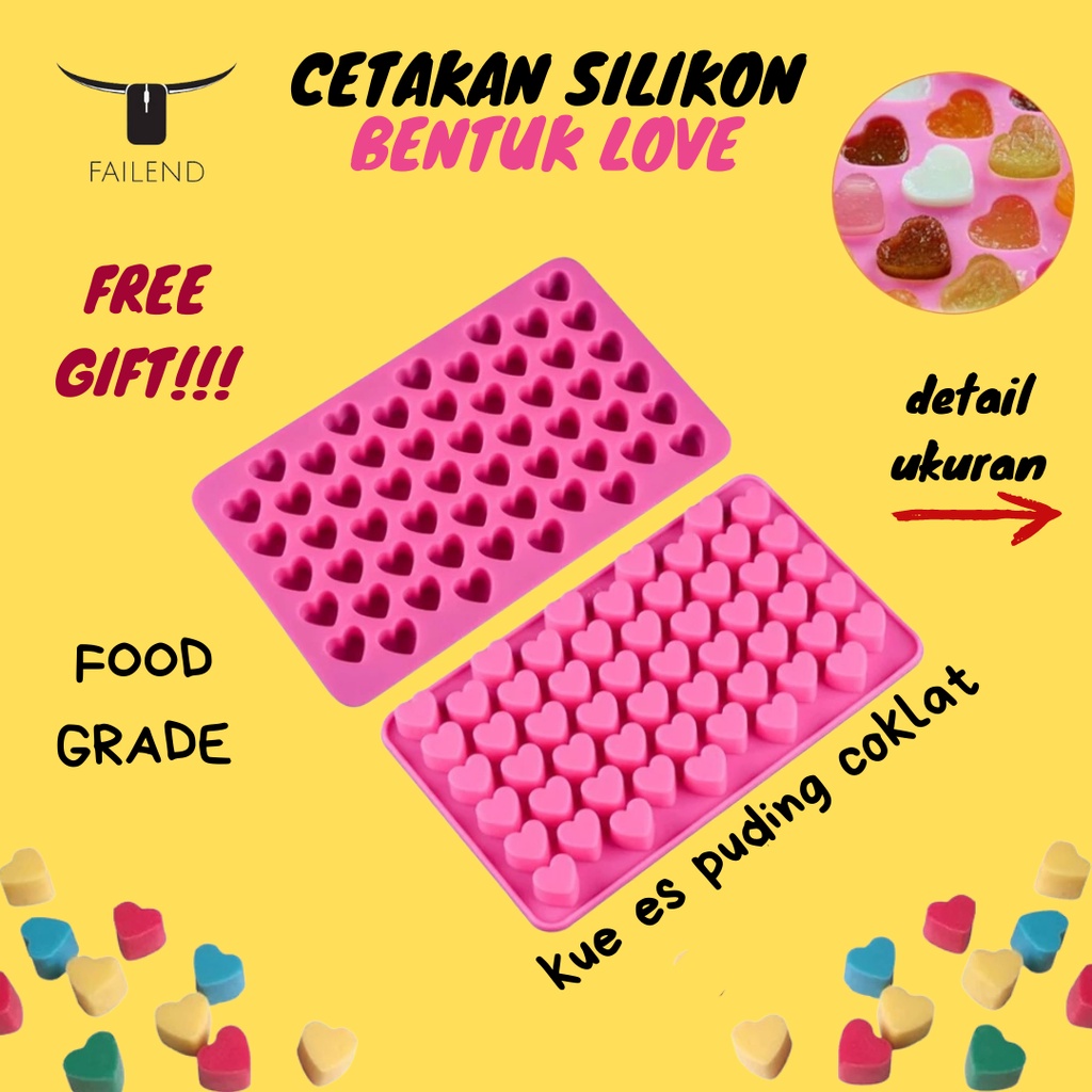 Cetakan Silikon Coklat Es Batu Kue Puding Bentuk Hati Love bahan Silicone