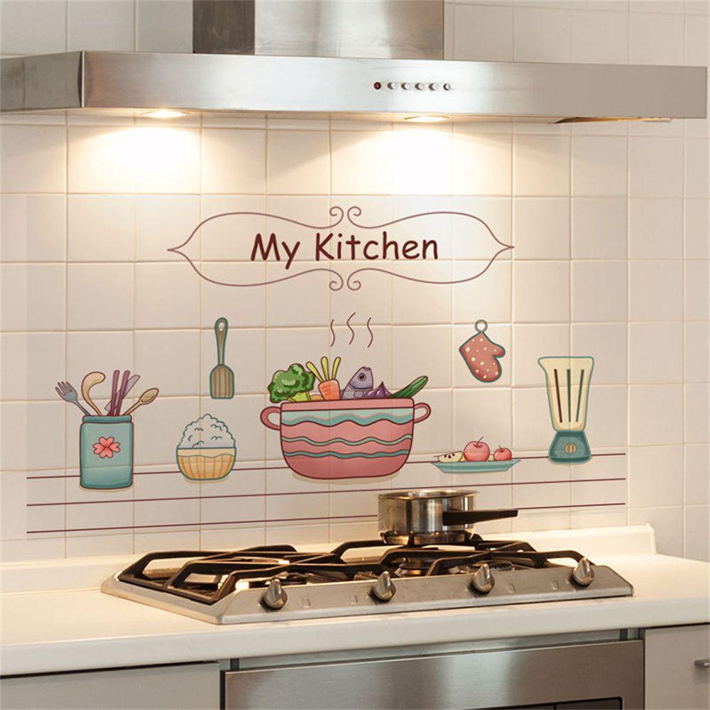 Wallpaper Atas Dapur Tahan Api Wall Stiker Anti Minyak Hias Dinding