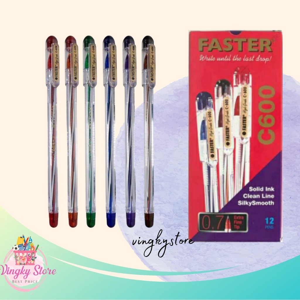 

Pulpen Faster C600 1pak isi 12 (tinta hitam)