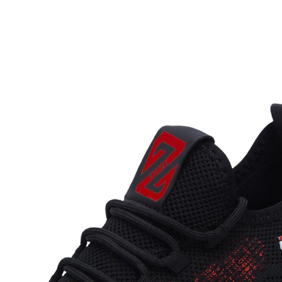 ● WAADOO Sport Shoes Pria Shocker Sepatu Running Olahraga Hitam Merah ✪