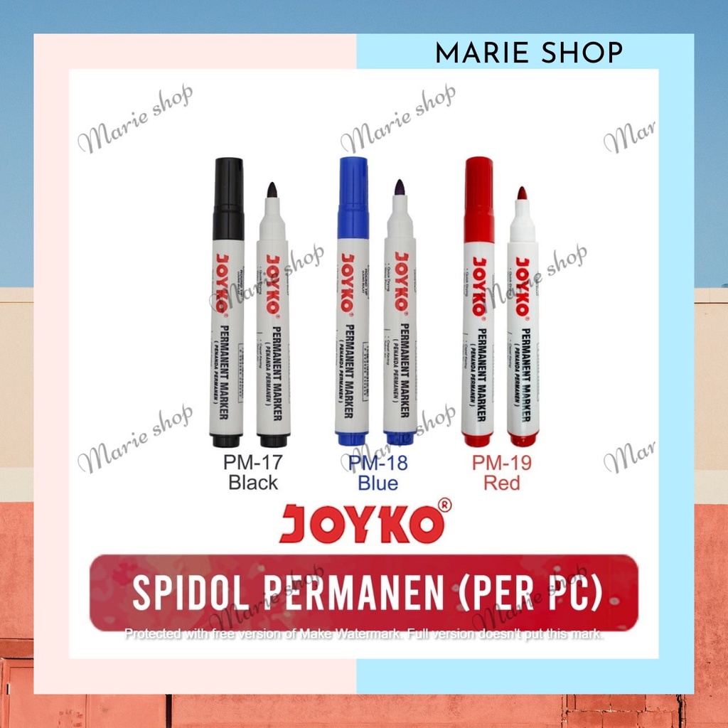 

SPIDOL MARKER PERMANENT/PER PCS PM-17 PM-19 JOYKO BLACK HITAM PERMANEN PM 17 ROUND TIP MURAH-AWET-CEPAT KERING