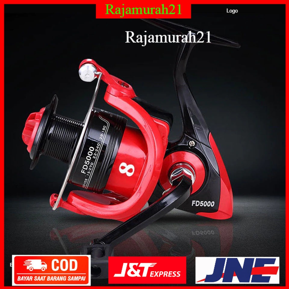 Yumoshi FD5000 Reel Pancing 8 Ball Bearing Gear Ratio 5.2:1 - Red/Black