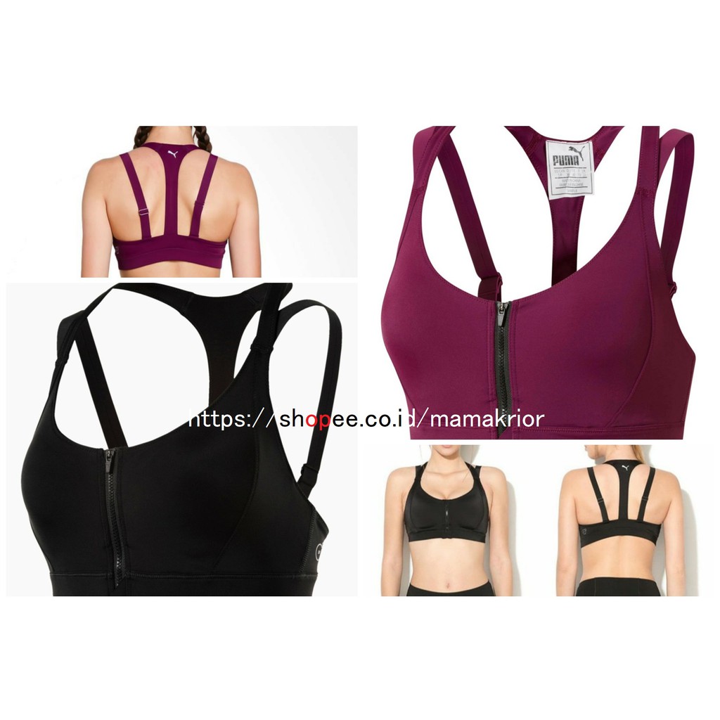 Puma Sport Bra Power Shape Clash Original size M (setara L) ready warna hitam 1 pc & ungu tua 3 pcs