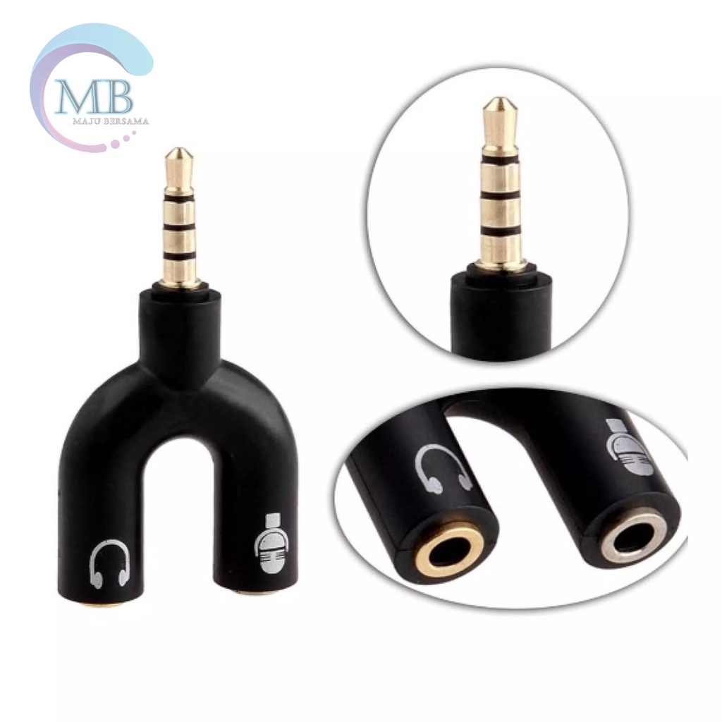 Splitter Audio / Spilter Audio Hp Model U (Mic &amp; Audio) / Splitter Audio U Jack 3.5Mm 2 in 1 MB2715