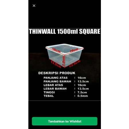 Thinwall victory kotak makanan plastik rectangular bowl square persegi panjang mangkok 200ml 250ml 3