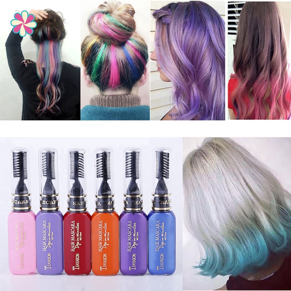 Krim Maskara Pewarna Rambut Temporer Tidak Beracun 8 Warna Biru Abu Abu Ungu Sawu Shopee Indonesia