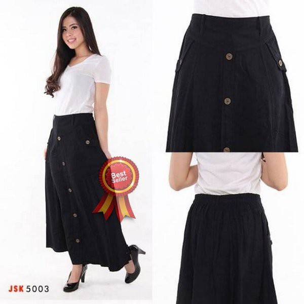 LARIS -  Rok Wanita Panjang Jeans Muslim Muslimah Denim Premium Murah Kekinian Jins Jean Variant