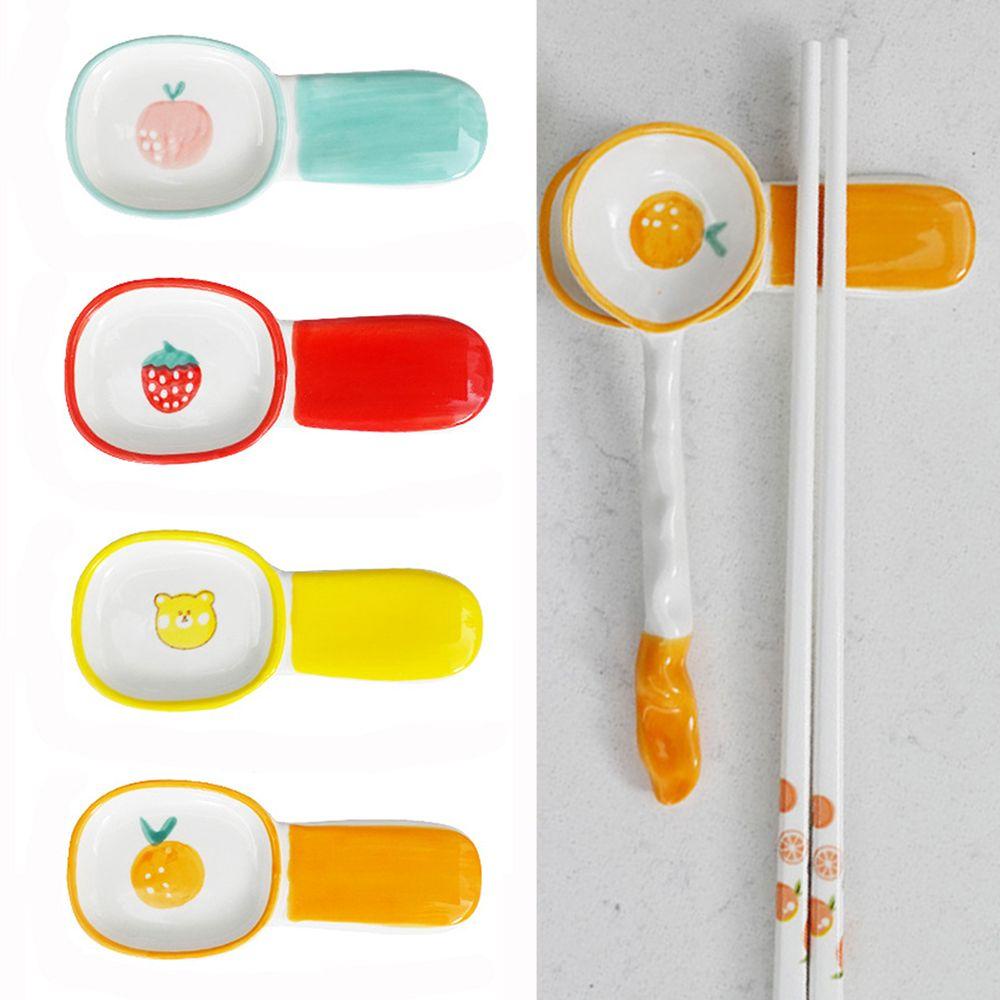 SOLIGHTER Creative Chopsticks Holder Ceramic Cutlery Stand Chopsticks Pillow Cute Cartoon Homeliving Storage Tool Spoon Fork Rest