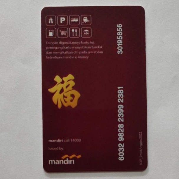 eMoney Mandiri edisi Imlek/ Chinese New Year Edition - Symbol Kemakmuran ORI /Like eTOLL Tapcash Flazz or Brizzi