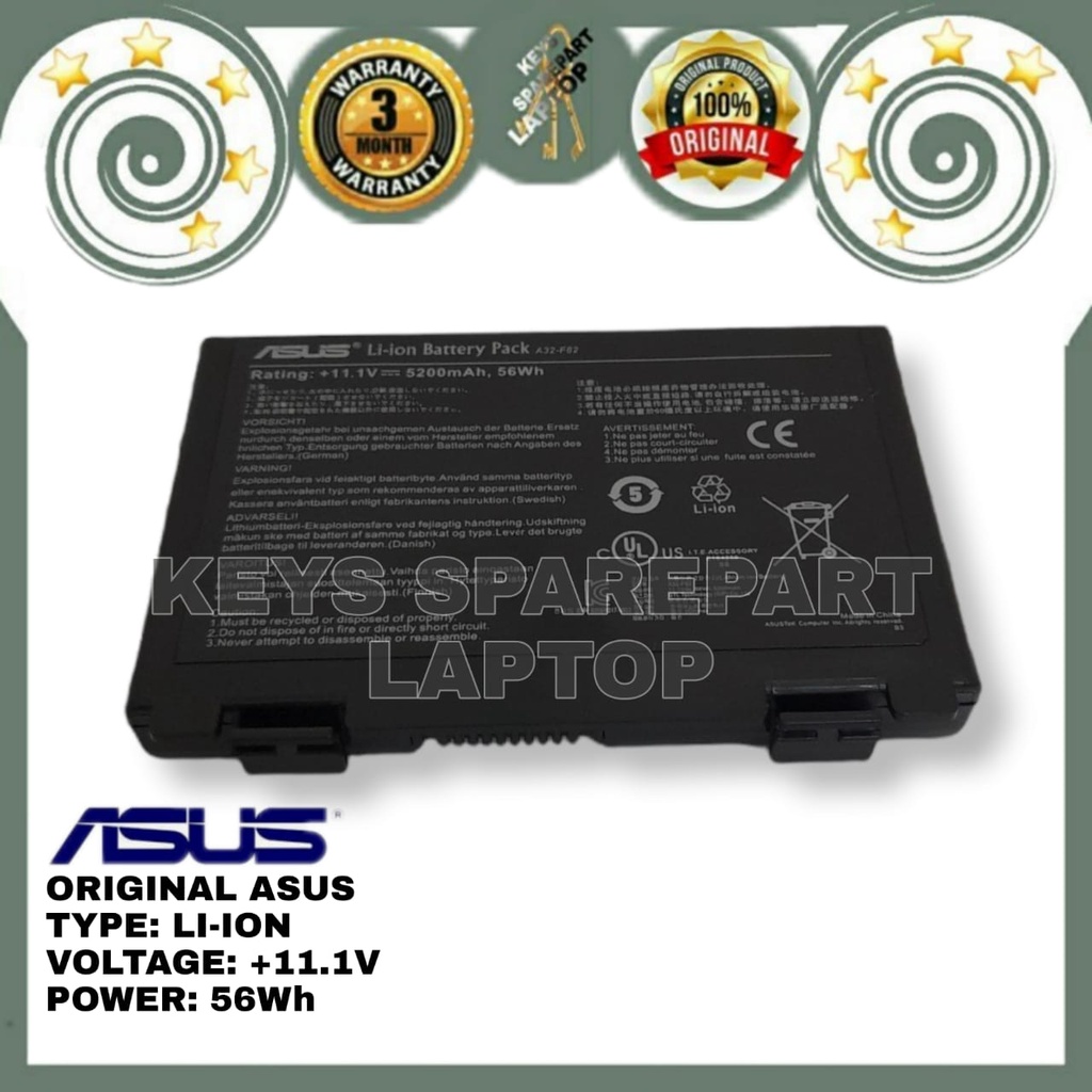 Original Baterai Battery batre Laptop Asus K40 K40E K40IJ A32-F52 A32-F82 K40ie K40N K40i K40ib K40IL K40in K40IP K40s K40IJ K40IN K401N F52 F82 K401 K50 P50 P81 X50 X70