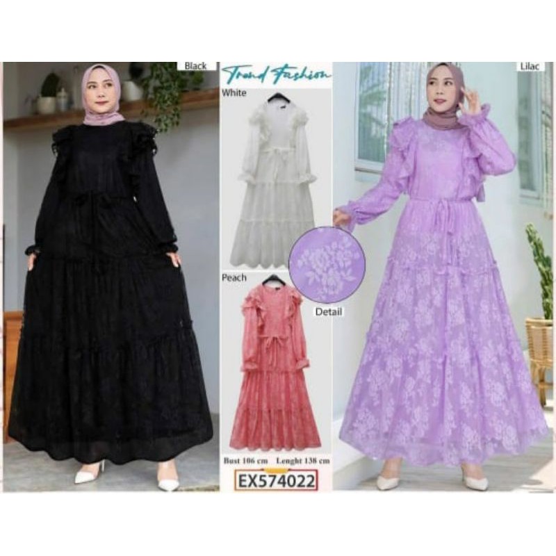 EXTU WILLY BROKAT DRESS, PAKAIAN WANITA, MAXI DRESS IMPORT PREMIUM QUALITY