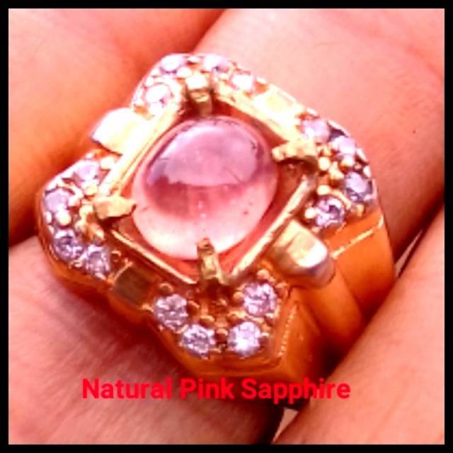Cincin Mewah Batu Mulia Natural Pink Sapphire Safir Asli Alam Super Mulus Kwalitas Atas Harga Mumer