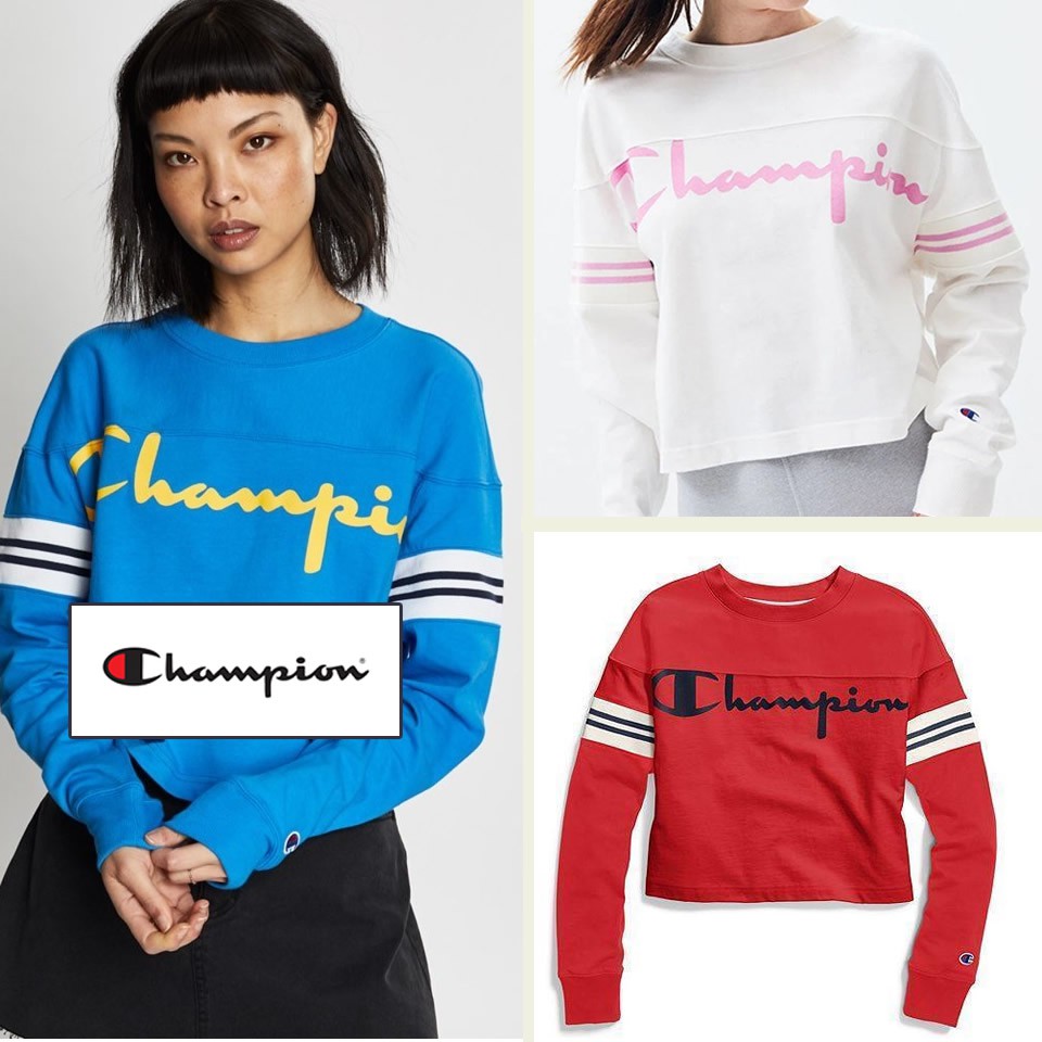 champion exaggerated sleeve womens crop tee