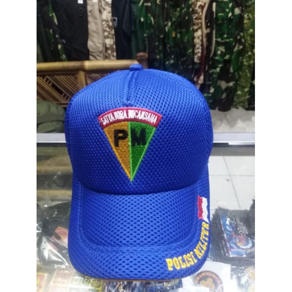 topi jaring pm bordir/topi pm jaring biru/topi pm bordir kecil