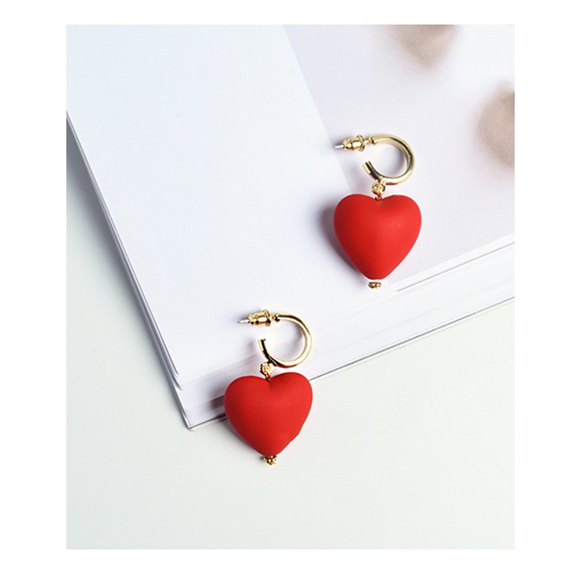 LRC Anting Tusuk Fashion Red Love Earrings D55211