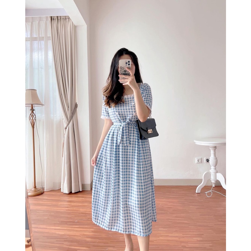 Jual LOVIND KOREAN DRESS KOTAK EMILY SQUARE 8411 Indonesia