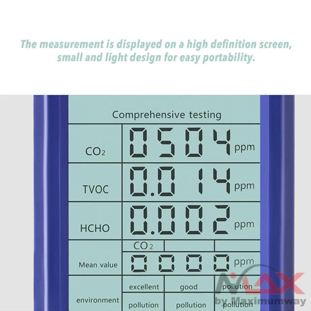 KKMOON Alat Detector CO2 Sensor Gas Analyzer TVOC HCHO AQI - JSM131 Warna Biru