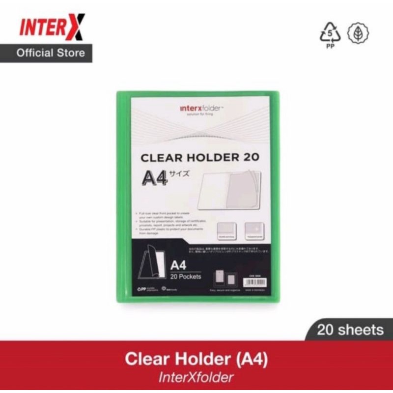 

Clear Holder A4 20 Pocket Interx / Display Book