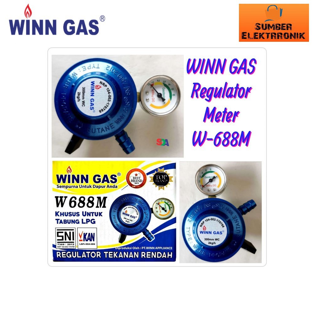 Winn Gas , Win Gas , Regulator gas LPG , W 688 Meter dan Non Meter Free Bubble Plus Garansi