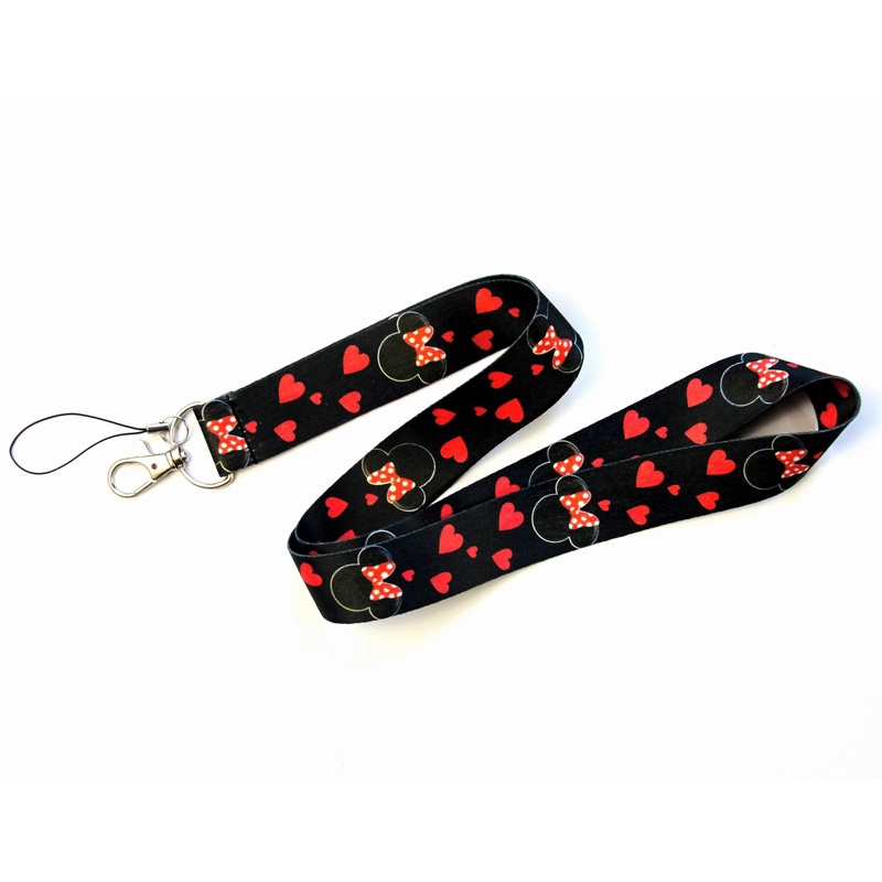 Tali Lanyard Leher Motif Kartun 12 Warna Untuk Handphone / Kartu ID