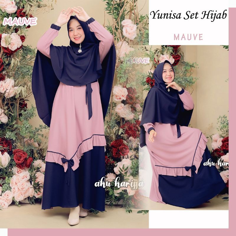 Gamis Yunisa set Ori By Aku Karissa Gamis terbaru syar'i