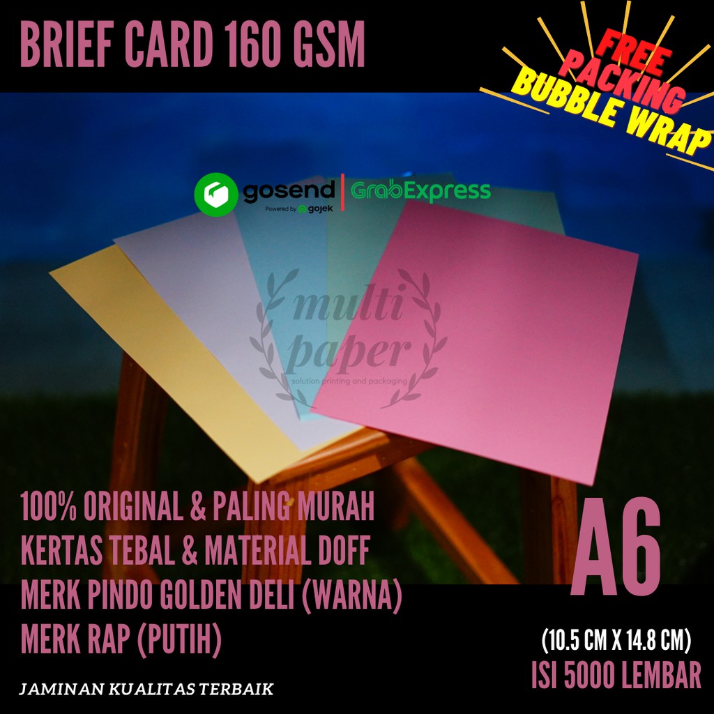 

Kertas Brief Card A6 isi 5000 lembar / Kertas Thank You Card / Kertas Undangan / Kertas BC