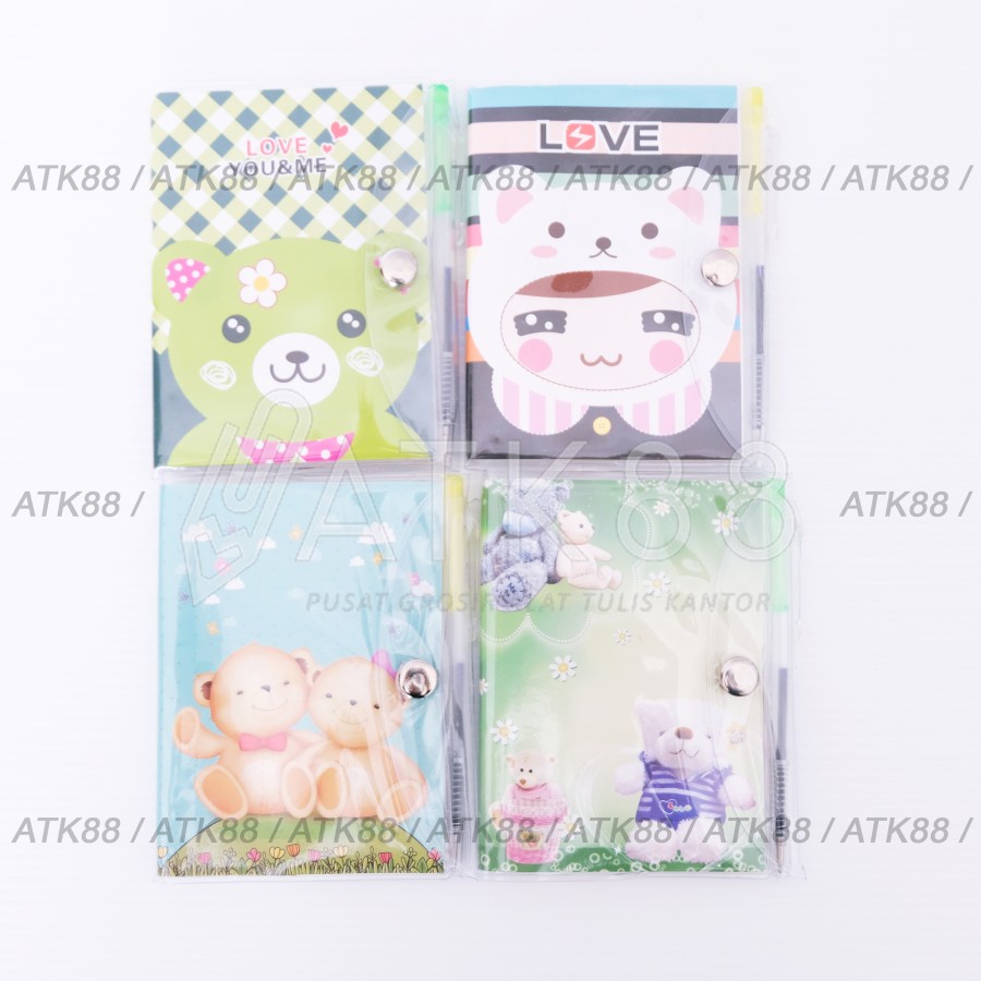 

Notebook Diary Mini Saku Kancing A7 Motif Kartun Karakter Free Pulpen