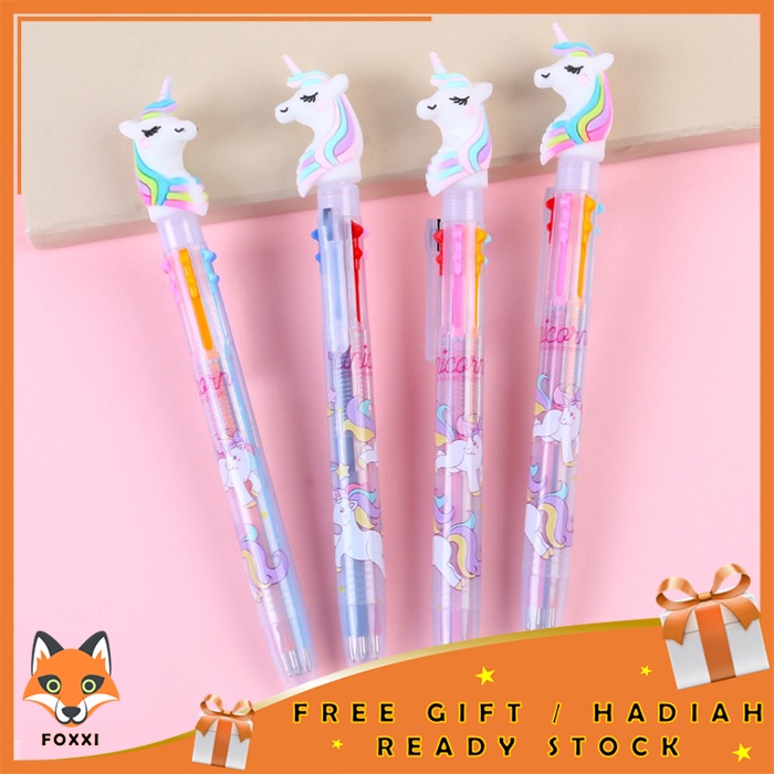 

Foxxi - Pulpen Unicorn 6 Warna Pen / Ballpoint Sekolah Stationery / Pena Import