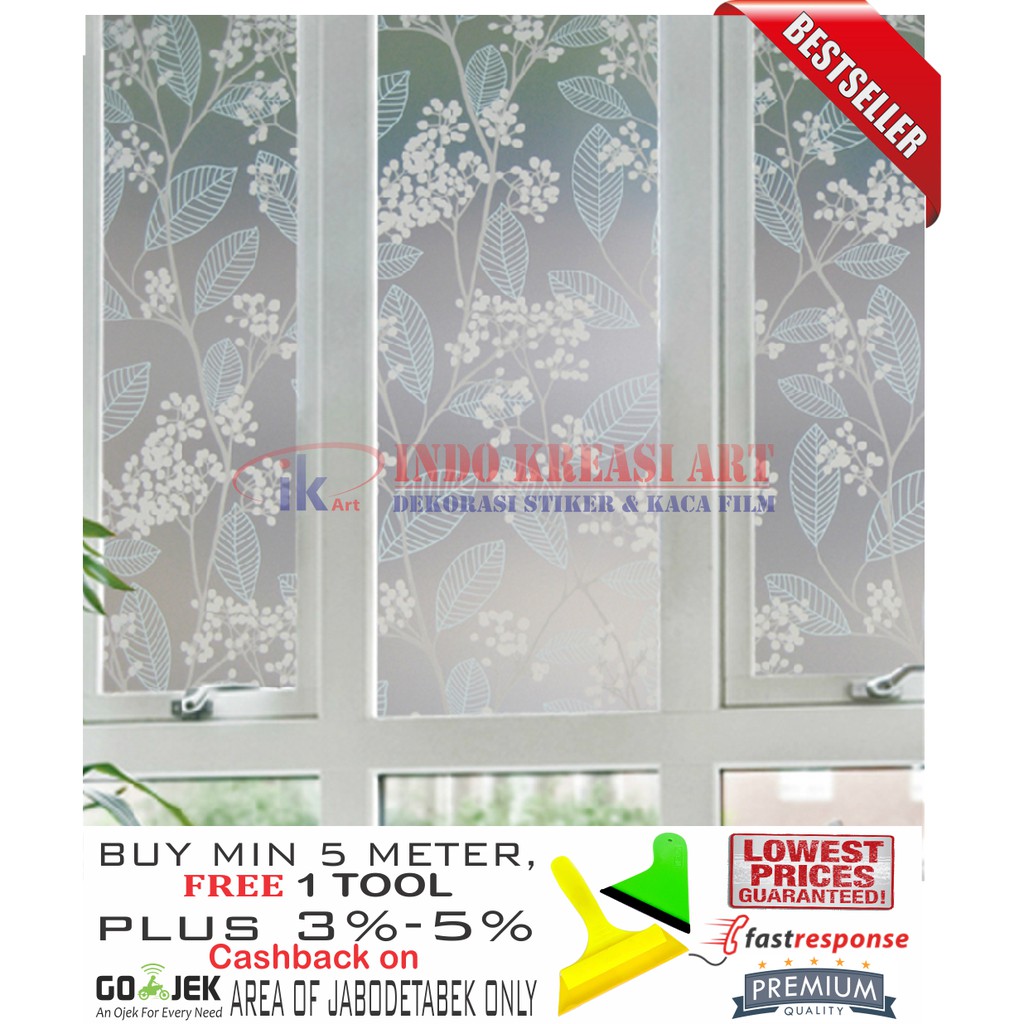 STIKER KACA STICKER KACA MOTIF DAUN NEW 122 KACA FILM MOTIF PELAPIS KACA JENDELA