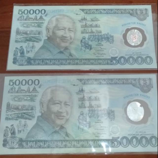 Uang kuno 50000 Suharto polimer
