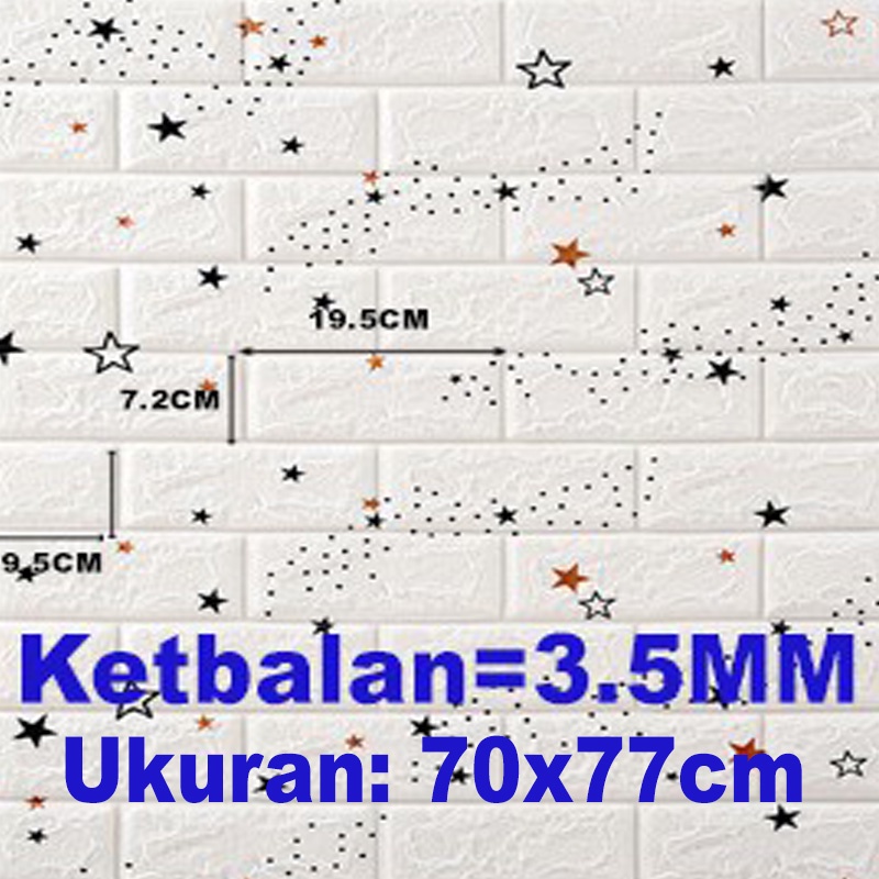 (KaLaTO) Wallpaper dinding 3d motif gambar wallfoam Dekorasi Kamar murah 70x77cm-BK3-1 3.5mm