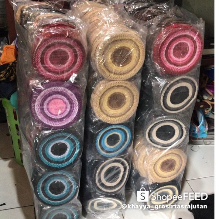 paket usaha tas rajutan bulat bundar harga tas rotan KW [MGE.08Ap22a]