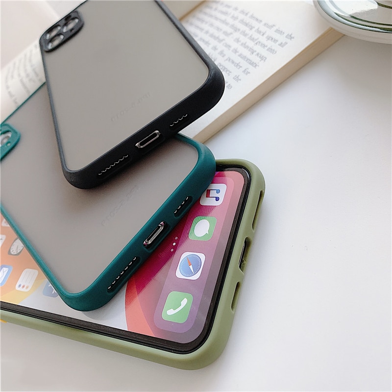 Case Pelindung Kamera Bumper Matte Translucent Shockproof Untuk Iphone 12 Mini 12 12pro 12promax 11 Pro Max Xr Xs Max X 8 7 6s Plus