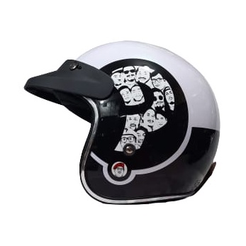 Helm JP Retro New Bigie Prediksi List Chrome By JPX Helmet Original