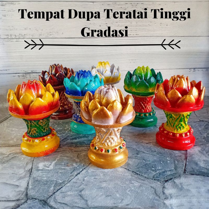 Tempat Dupa Teratai Tinggi Gradasi / Tempat Dupa Unik / Tempat Dupa Khas Bali / Pembakaran Dupa / Souvenir Pernikahan / Wedding Souvenir Unik / Souvenir Murah