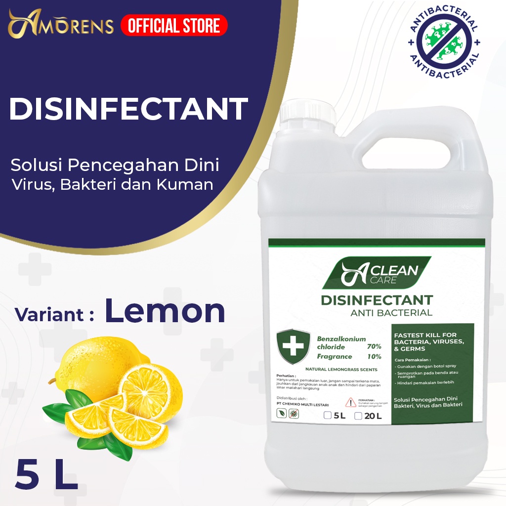 [KHUSUS GRAB/GOSEND] DISINFEKTAN / Disinfectant Antiseptik Cairan A CLEAN CARE 5 Liter