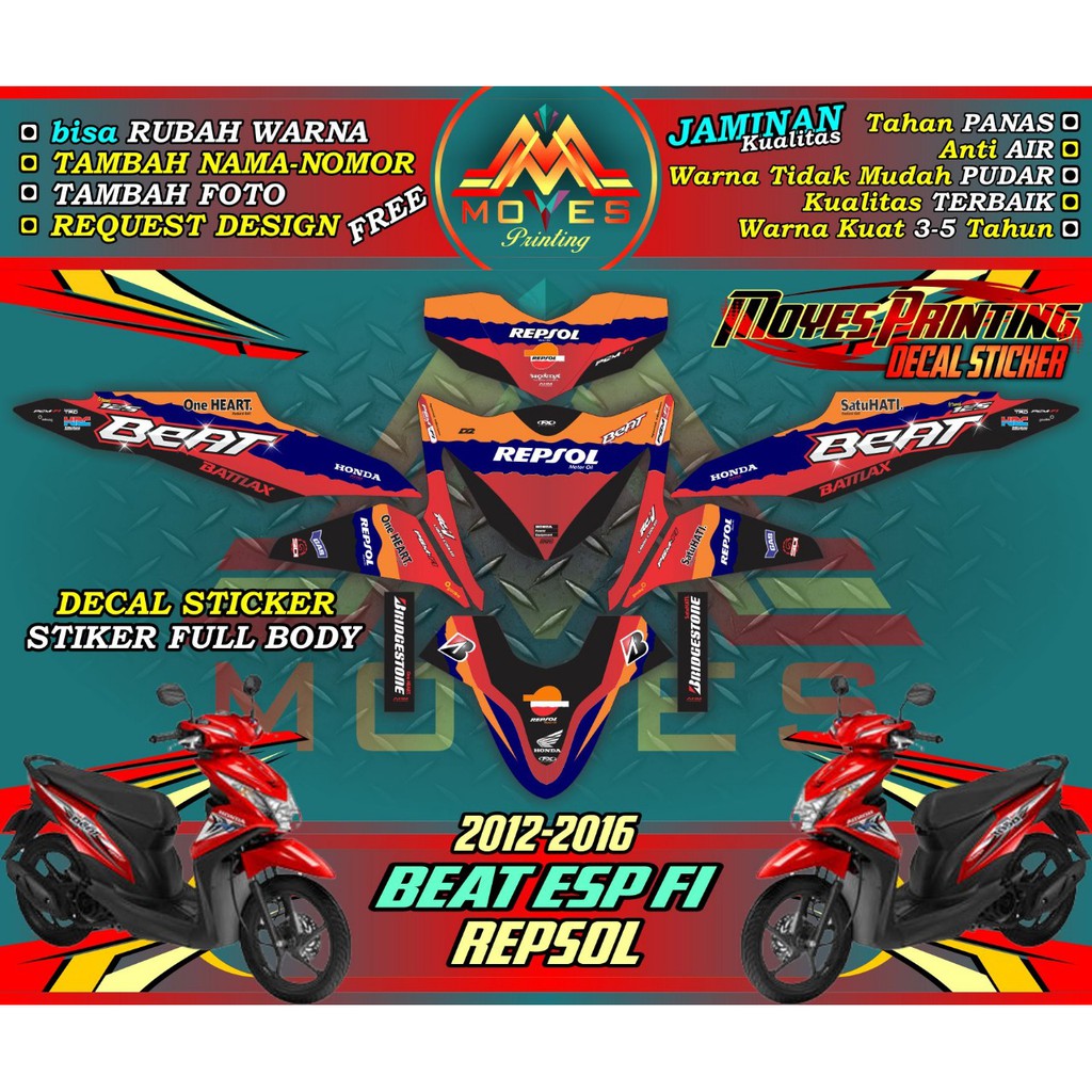 sticker beat esp fi repsol fullbody-decal beat esp fi fullbody-stiker motor honda beat esp fi repsol