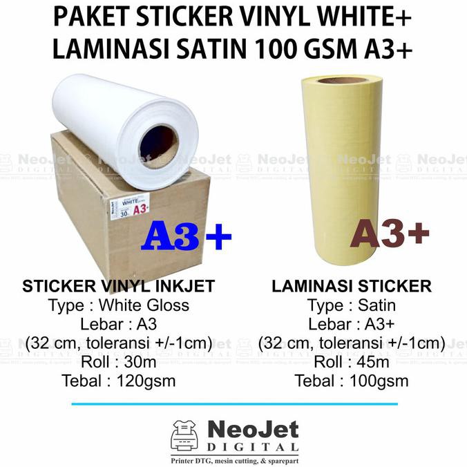 

Populer] Paket Sticker Stiker Vinyl Inkjet White Putih Laminasi Satin A3+