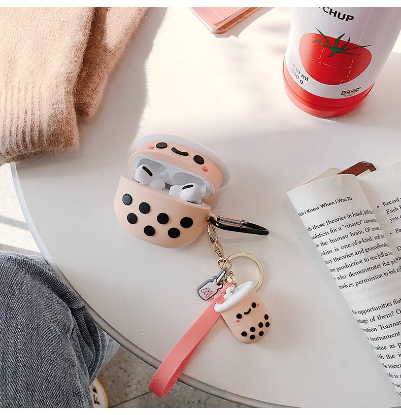 Casing Soft Case Silikon Motif Boba Kawaii Untuk Airpods Pro 3 / 2