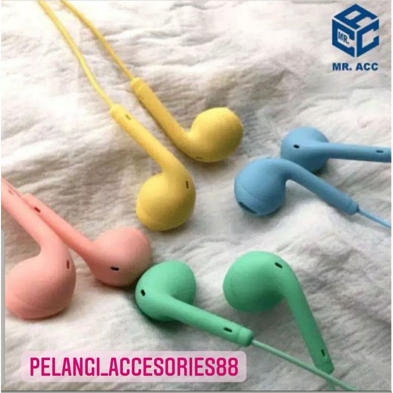 EARPHONES MACARON MR.ACC SUPER BASS WARNA WARNI - HEADSET --PELANGI ACCESORIES88