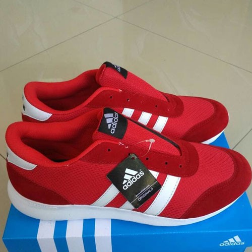 Sepatu Kets Sneakers Olahraga Jogging Adidas Sport Pria Merah Putih Ukuran Besar Jumbo Big Size