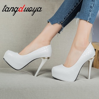 white platform stiletto heels